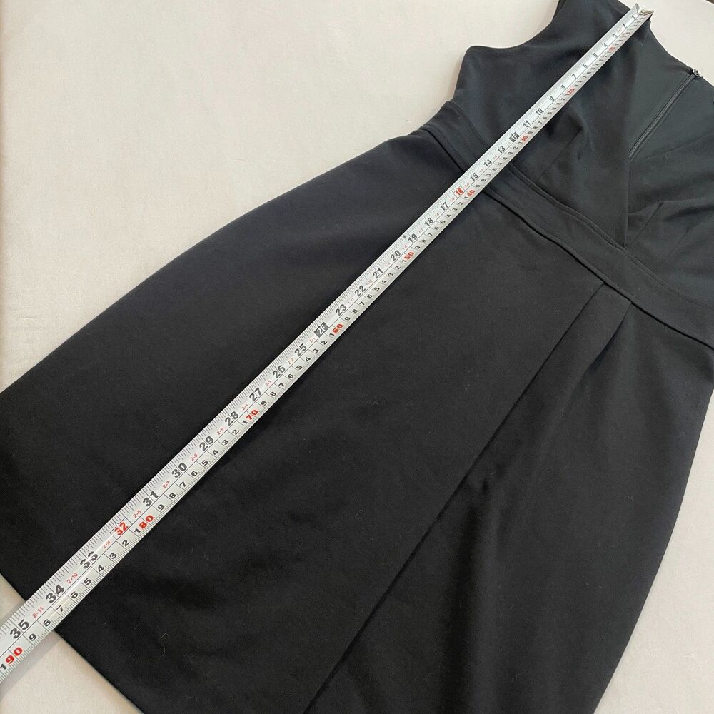 ~ Banana Republic 4 Dress Black Cocktail Sleeveless V Knee Midi Wrap S LBD - Picture 9 of 15